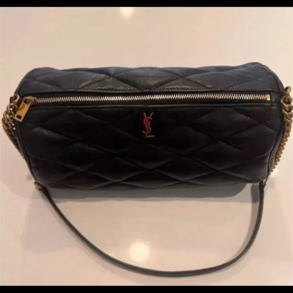 Saint Laurent YSL Sade Medium Tube Shoulder Bag in Quilted Smooth Leather